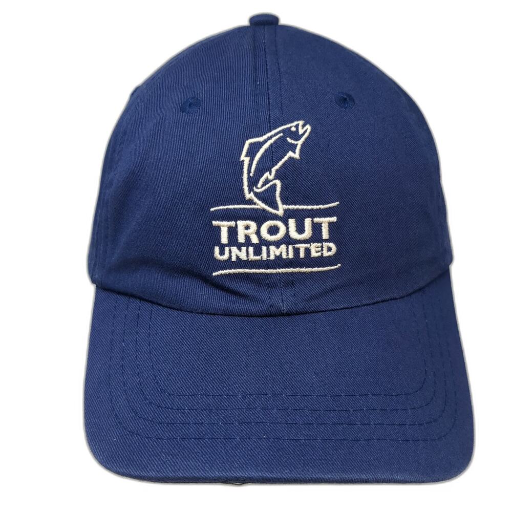 Baseball Cap Blue OSFM Trout Unlimited Embroidered Slideback Cotton Fishing Hat